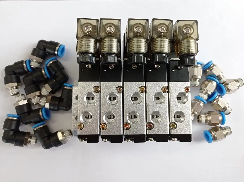5 solenoid valve block with 8 x PC08-01, 8 x PL08-01
